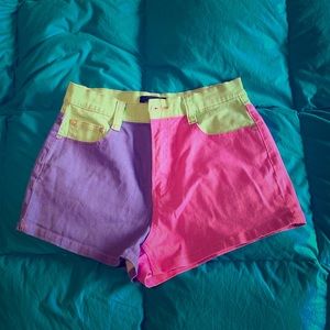 MINKPINK Shorts - MINKPINK neon high waist denim shorts MINKPINK Shorts - MINKPINK neon high waist denim shorts